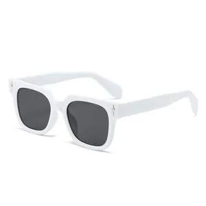 Weiß eckige Sonnenbrille für Damen und Herren, modische Metall-Dagger Scharnier Brille neu.