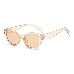 Translucent light brown cat-eye sunglasses for women and men, fashion trendy eyewear.