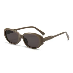 Retro Sonnenbrille mit schmalem Katzenaugen-Gestell für Damen und Herren, braune Brille.