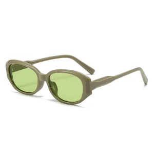 Vintage Sonnenbrille dicker Rahmen grüne Gläser Damen Herren Retro UV400 Sonnenbrille