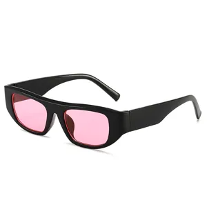 Retro dicke Rahmen Sonnenbrille mit rosa Gläsern für stilvolle Outdoor Streetwear Mode.