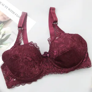 Sexy push-up lace bra for women, comfortable deep cup design with adjustable straps.