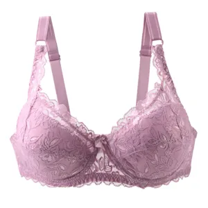 Purple lace bra for women plus size push up floral lingerie comfortable daily underwear
