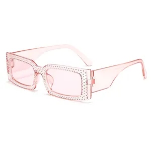 Rosa Strass quadratische Sonnenbrille für Damen Mode schick stylish Hauptproduktansicht