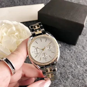 Damen Strass Quarz Uhr Luxus zweifarbige Stahl Armbanduhr elegantes Schmuck Accessoire