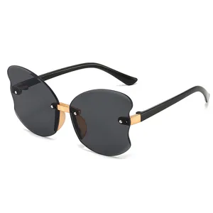 Childrens fashion butterfly rimless sunglasses UV protection baby cute daily photo eyewear