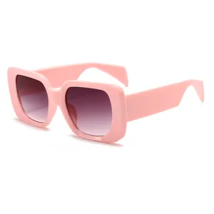 Chic occhiali da sole quadrati grandi donna, trendy rosa montatura spessa protezione UV