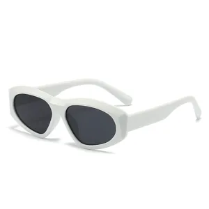 Weiße klobige ovale Sonnenbrille für Damen und Herren, stilvoller dicker UV-Schutz.