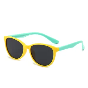 Kinder Sonnenbrille polarisiert Silikon gelb mintgruen UV Schutz Kinderbrille Hauptansicht