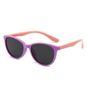 Kinder Sonnenbrille polarisiert Katzenauge UV Schutz rosa lila Gestell für Kleinkind