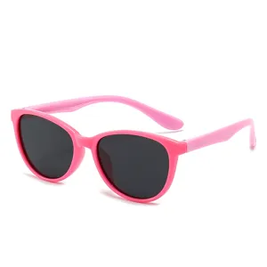 Süße Kinder polarisierte Sonnenbrille, flexibler rosa Rahmen, UV-Schutz Katzenauge Baby
