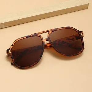 Mode Übergroße Pilotenbrille Für Herren Damen Doppelsteg UV400 Schutz Vintage Aviator Brille Mit Metall Kreuz Dekor
