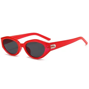 Vintage Ovale Katzenaugen Sonnenbrille Für Damen Herren Trendige Y2K Dopamin Farben Sonnenschutz Vollrand PC Brille Outdoor Reisen Party Sonnenbrille