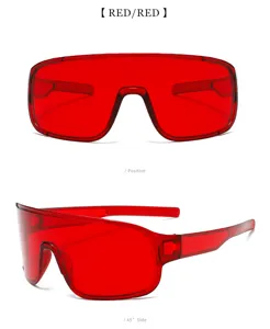 Occhiali da sole sportivi rossi a maschera per ciclismo all'aperto, montatura grande mod.