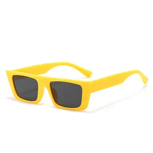 Retro klobige rechteckige Sonnenbrille für Damen und Herren, trendige gelbe Hip-Hop-Brille.