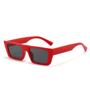 Rote quadratische Retro Sonnenbrille für Damen und Herren UV Schutz Brille