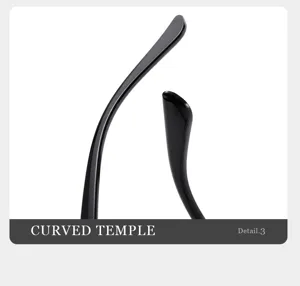 Close-up detail shot of the curved temple design for fashion glasses, showing smooth lines.