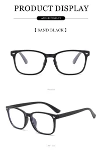 Classic square black frame anti-blue light glasses for stylish men and women daily optical wear.