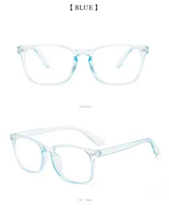 Clear blue square glasses frame light transparent optical fashion eyewear for women and men