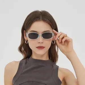Retro Hip Hop Eckige Sonnenbrille Für Damen Herren Mode PC Rahmen AC Gläser UV400 Schutz Brille Mit Webstruktur Bügel