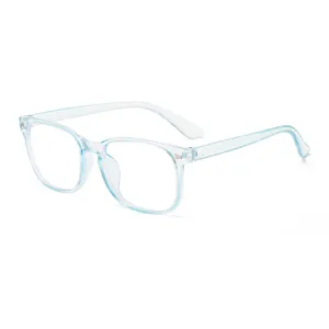 Transparent square blue light blocking glasses fashion minimalist clear frame eyewear for daily wear