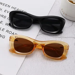 Retro Ovale Sonnenbrillen UV400 Schutz Kleiner Dicker Rahmen PC AC Unisex Trendige Modebrille Mit Metalldetails