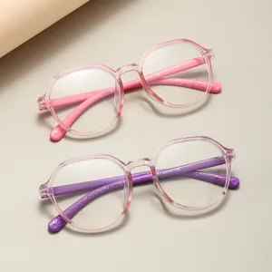 Kinder Blaulichtschutz Brille PC Rahmen AC Linse Unregelmäßig Geometrisch Großer Rahmen Polygon Brille Für Jungen Mädchen
