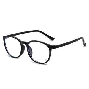 Modieuze zwarte ronde blauwlichtfilter bril montuur voor heren en dames met groot design.