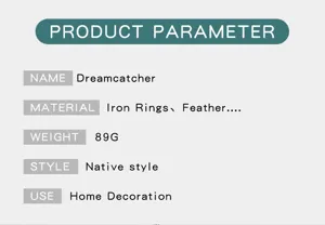 Produktdetail-Parameterspezifikation mit Material, Gewicht, Stil und Verwendung des Artikels.