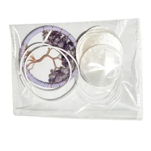 Kit DIY carillón de viento de concha de árbol de vida, colgante de cristal para dormitorio