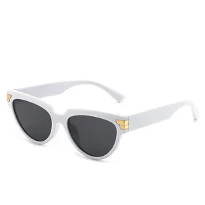 Trendige Katzenaugen Sonnenbrille Für Damen UV400 Schutz Harzrahmen Luxus Metall Dreieck Scharnier Geometrische Brille Outdoor Mode
