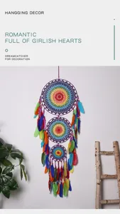 Indian style three-ring colorful dream catcher wall hanging decor for room decoration.