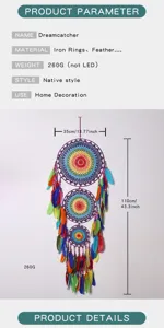 Indian style colorful three-ring dream catcher wall hanging decor for home art ornament