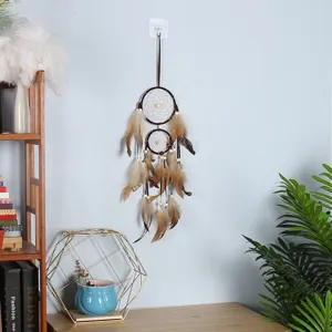 Boho style double circle feather dream catcher wall hanging ornament for room home decor