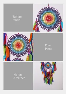 Indian style colorful three-ring dreamcatcher wall hanging home decor craft ornament