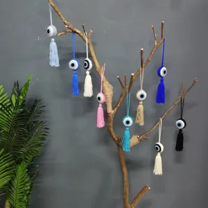 Bohemisch Böser Blick Auto Hängeanhänger Handgehäkelt Baumwollschnur Quaste Wanddekor Zimmer Ornament