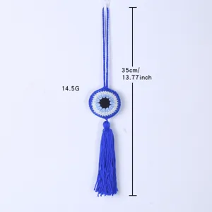 Böser Blick Auto Hängende Ornament Blaue Häkelquaste Wanddekoration Anhänger für Zimmer