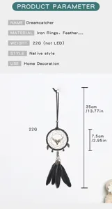Dreamcatcher hanging pendant car ornament wall decor detail parameter display with dimensions