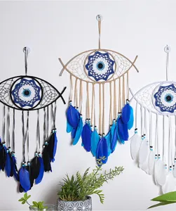 Evil eye wall hanging dream catcher feather boho decor for bedroom living room home