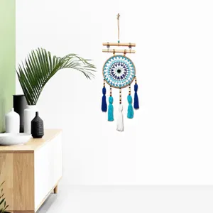 Handmade cotton thread wood stick tassel dreamcatcher wall hanging home decor main view
