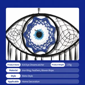 Evil eye dream catcher wall hanging handmade feather ornament for home bedroom decoration