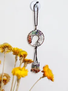 Crystal tree of life car hanging ornament rearview mirror crystal pendant charm decor.