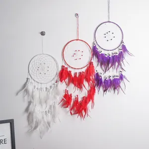 Moderne Minimalistische Veren Dromenvanger Wanddecoratie Handgemaakt IJzeren Ring Polyester Draad Kwastjes Kamer Ornament Cadeau