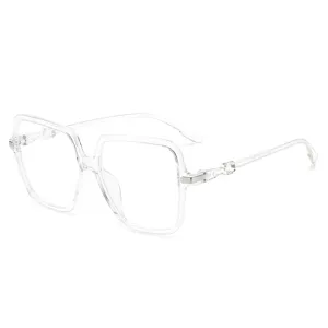 Transparent oversized square anti-blue light glasses stylish clear frame fashion eyewear