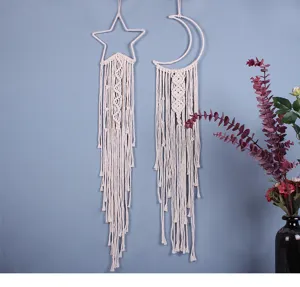 Handcrafted cotton macrame wall hanging star and moon boho home decor tapestries