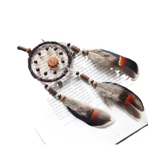 Retro Indian style feather dream catcher wind chime hanging ornament for car home decor