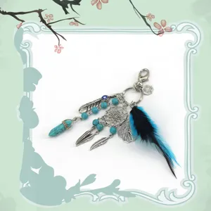 Llavero Atrapasueños Boho Pluma Mal de Ojo Colgante de Bolso Anillo de Hierro Hecho a Mano Colgante de Decoración de Habitación Adorno Colgante de Coche