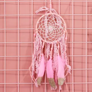 Pink girlish dreamcatcher wall hanging pendant wind chime creative gift room decoration