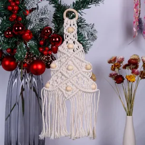 Handgemachte Makramee Weihnachtsbaum Wandbehang Baumwollkordel Boho Feiertag