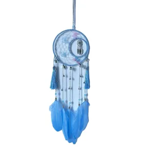 Blue Dream Catcher with Butterflies Feathers Wall Hanging Decor for Bedroom Gift